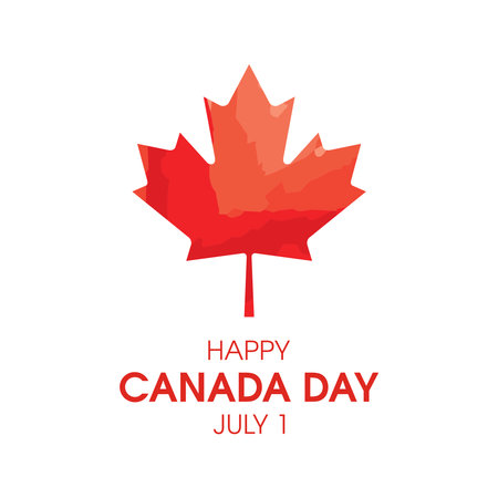 Happy Canada Day simple vector icon. Red maple leaf icon isolated on a white background. Symbol of the Canadian flag vector. Canada Day Poster, July 1. Important dayのイラスト素材