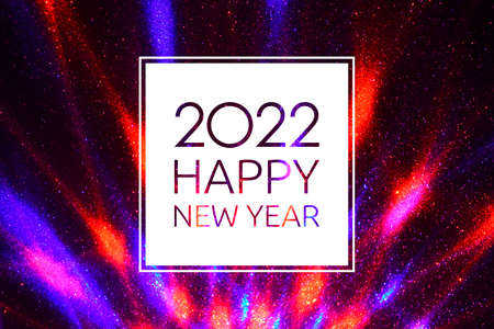 2022 Happy New Year festive purple background frame stock images. 2022 New Year sign on a purple...
