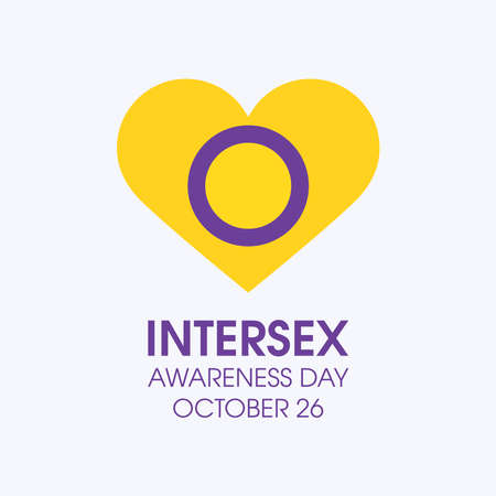 Intersex flag in heart shape icon. Intersex Awareness Day Poster, October 26.のイラスト素材