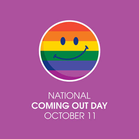 Smiling face smiley icon lgbt rainbow flag. LGBT design element. October 11のイラスト素材