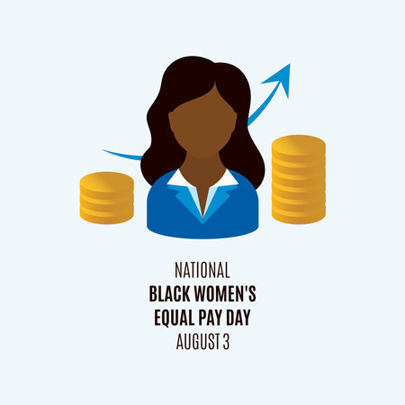 National Black Women's Equal Pay Day vector. African american woman avatar head icon vector. Black woman and money vector. Important dayのイラスト素材