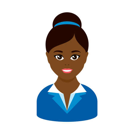 African american businesswoman avatar head icon vector. Black female business woman vector. Office woman icon isolated on a white backgroundのイラスト素材
