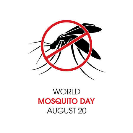 World Mosquito Day vector. Mosquito silhouette icon vector. Gnat mosquito ban icon. Stop malaria symbol vector. August 20, important dayのイラスト素材