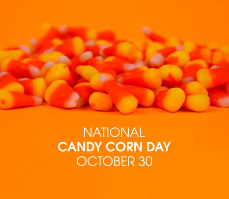 National Candy Corn Day stock images. Popular halloween candy on an orange background images. Candy Corn Day Poster, October 30. Important dayの写真素材