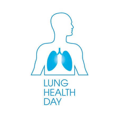 Lung Health Day Poster with healthy male lungs vector. Person with healthy lungs blue silhouette icon vector isolated on a white background. Important dayのイラスト素材