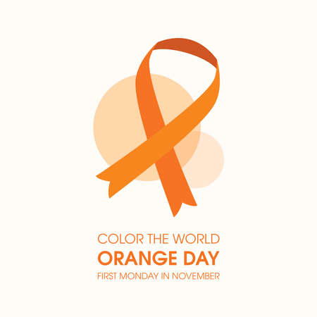 Color the World Orange Day vector. Orange awareness ribbon icon vector. The first Monday of November. Important dayのイラスト素材