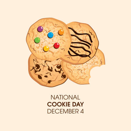 National Cookie Day vector. Sweet cookies icon set vector. Cookie Day Poster, December 4. Important dayのイラスト素材