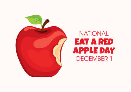 National Eat and Red Apple Day vector. Bitten red apple icon vector. Eat a Red Apple Day Poster, December 1. Important dayのイラスト素材