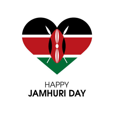 Happy Jamhuri Day in Kenya vector. Flag of Kenya in heart shape isolated on a white background vector. Important dayのイラスト素材