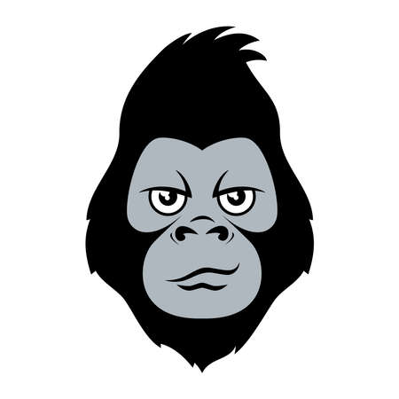 Funny smiling gorilla head icon vector. Monkey face cartoon character. Simple gorilla head graphic icon isolated on a white backgroundのイラスト素材