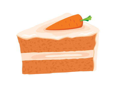 Delicious slice of carrot cake icon vector. Piece of cake with carrot vector. Sweet carrot cake icon isolated on a white backgroundのイラスト素材