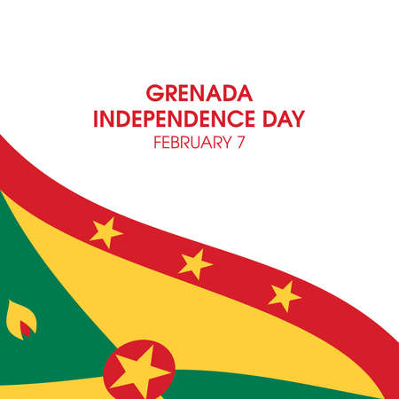 Grenada Independence Day vector. Flag of Grenada isolated on a white background vector. Independence Day of Grenada Poster, February 7. Important dayのイラスト素材
