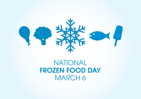 National Frozen Food Day vector. Frozen food blue simple icon set vector. Frozen Food Day Poster, March 6. Important dayのイラスト素材