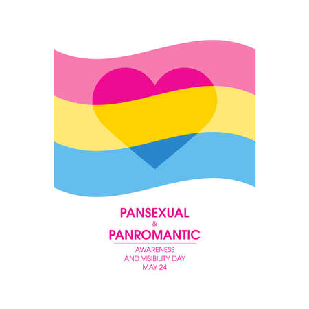 Pansexual and Panromantic Awareness and Visibility Day vector. Panromantic flag with heart shape icon vector isolated on a white background. May 24. Important dayのイラスト素材