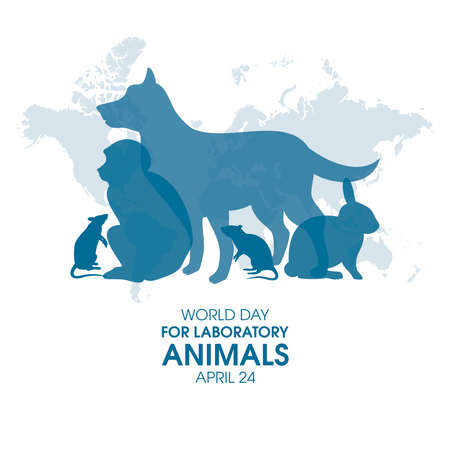 World Day for Laboratory Animals vector. Laboratory animals silhouette icon vector isolated on a white background. Group of experimental animals vector. April 24. Important dayのイラスト素材