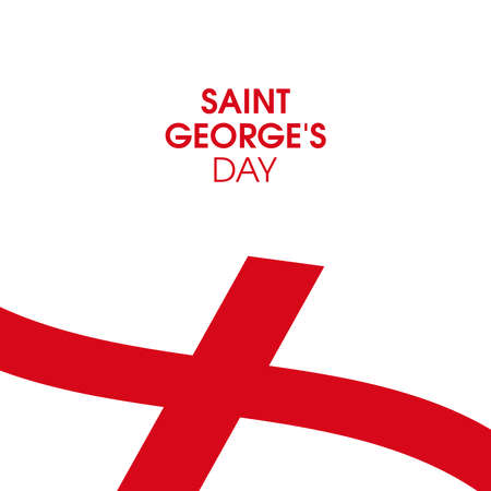 Saint George's Day Poster with St. George's flag vector. Waving abstract George's flag isolated on a white background vector. A red cross on a white field. Important dayのイラスト素材