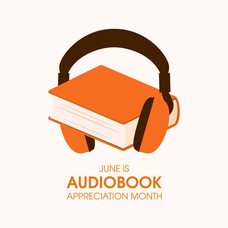 June is Audiobook Appreciation Month vector. Book and headphones icon vector. Fun listening to books. Important dayのイラスト素材