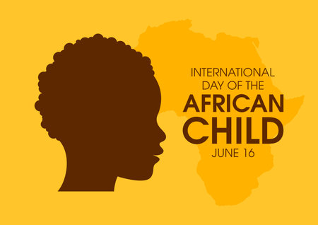 International Day of the African Child vector. Cute child face from profile silhouette vector. Baby head profile icon. Day of the African Child Poster, June 16. Important dayのイラスト素材