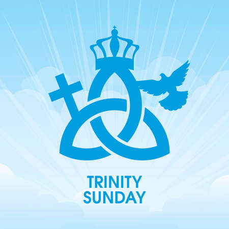 Trinity Sunday icon set vector. Holy trinity icon set isolated on a heavenly background. Christian feast design element. Important dayのイラスト素材