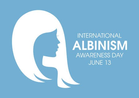 International Albinism Awareness Day vector. Beautiful female face from profile silhouette vector. Human head profile icon. Albinism Awareness Day Poster, June 13. Important dayのイラスト素材