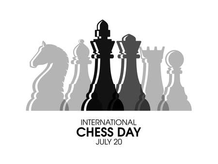 International Chess Day vector. Black chess pieces icon vector isolated on a white background. July 20 every year. Important dayのイラスト素材