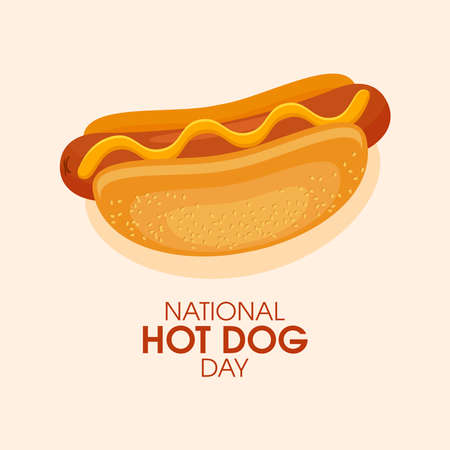 National Hot Dog Day vector. Grilled sausage in a bun with mustard icon vector. Hot dog design element. Important dayのイラスト素材