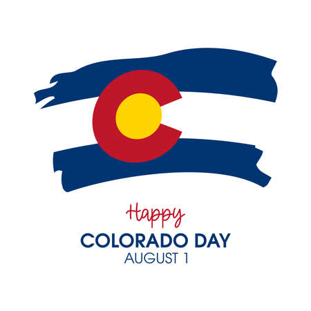 Happy Colorado Day vector. Abstract grunge flag of Colorado icon vector isolated on a white background. Waving colorado flag design element. August 1. Important dayのイラスト素材