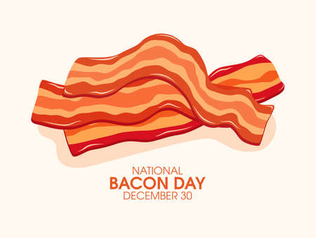 National Bacon Day vector. Three strips of fried crispy bacon icon vector. December 30 each year. Important dayのイラスト素材