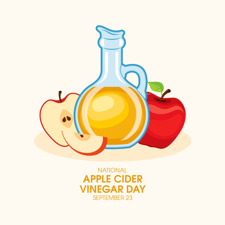 National Apple Cider Vinegar Day vector. Glass bottle of apple cider vinegar icon vector. September 23. Important dayのイラスト素材