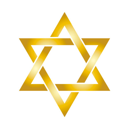 Golden shiny Star of David icon vector. Star of David symbol of Jewish identity and Judaism. Gold...