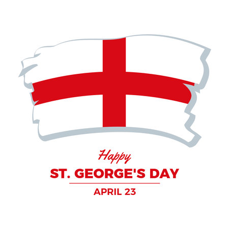 Happy St. George's Day greeting card vector illustration. Abstract grunge St. George's flag icon on a white background. A red cross on a white field. April 23. Important dayのイラスト素材