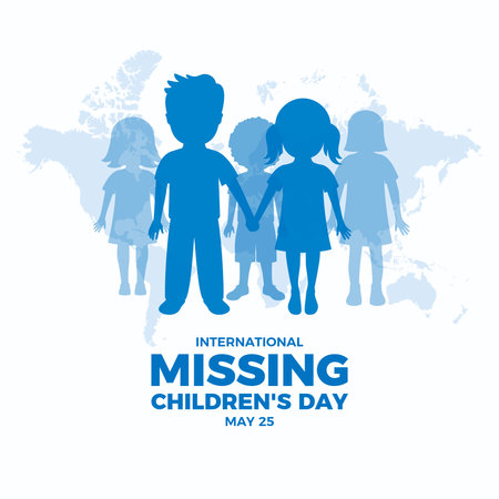 International Missing Children's Day vector illustration. Little boys and girls silhouette icon vector. Lost children graphic design element. 25 May Important dayのイラスト素材