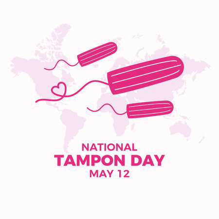National Tampon Day vector illustration. Women's menstrual product icon vector. Feminine hygiene product purple icons. May 12 every year. Important dayのイラスト素材