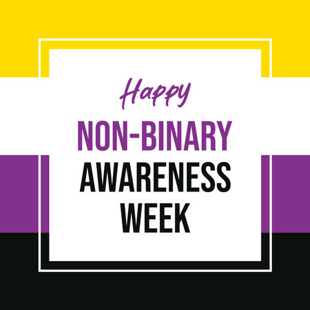 Happy Non-Binary Awareness Week poster vector illustration. Non-Binary pride flag square frame vector illustration. Template for background, banner, card. Important dayのイラスト素材