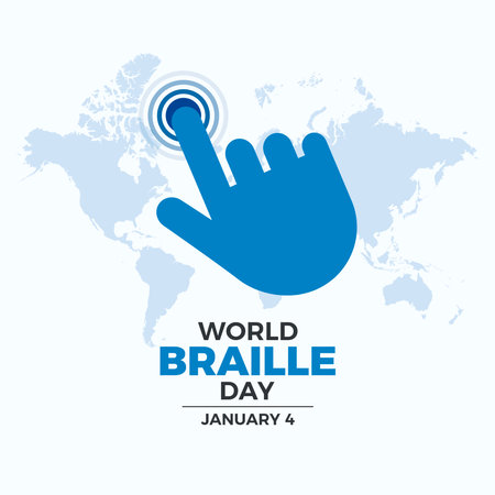 World Braille Day poster vector illustration. Braille icon vector. Finger touch symbol. Template for background, banner, card. January 4 every year. Important dayのイラスト素材