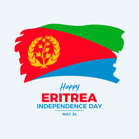 Eritrea Independence Day poster vector illustration. Grunge Eritrean flag icon vector. Paintbrush Flag of Eritrea symbol. Template for background, banner, card. May 24 every yearのイラスト素材
