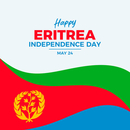 Eritrea Independence Day poster vector illustration. Eritrea flag frame icon. Flag of Eritrea symbol. Template for background, banner, card. May 24 every year. Important dayのイラスト素材