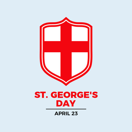 Saint George's Day poster vector illustration England's national day. St. George's shield flag icon vector. A red cross on a white field drawing. Template for background, bannerのイラスト素材