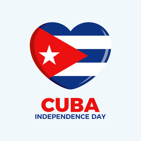 Cuba Independence Day poster vector illustration. Flag of Cuba in heart shape icon vector. Cuban Flag love symbol. Template for background, banner, card. Important dayのイラスト素材