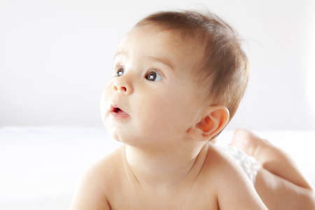 Small baby on a white background.の写真素材