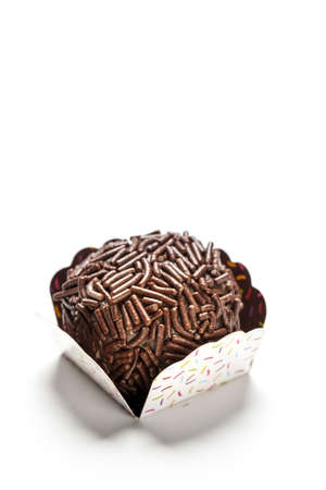 Brigadeiro a brazilian sweet, on a white background.の写真素材