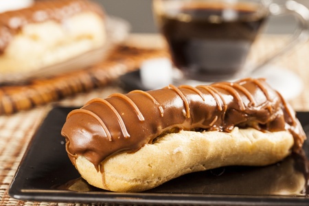 Bomba de chocolate. A Brazilian traditional eclair.