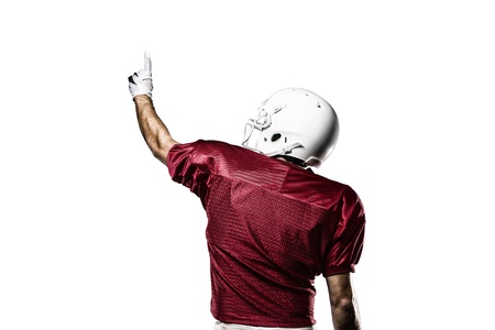 Football Player with a Red uniform celebrating on a White background.の写真素材