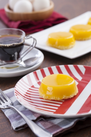 Quindim, a Brazilian dessert made with eggs and coconut.の写真素材