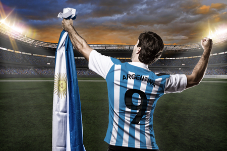 Argentinian soccer player, celebrating with the fans.の写真素材