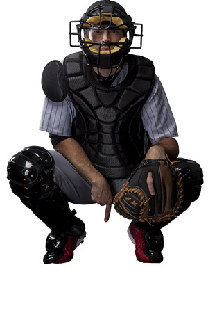 Catcher Baseball Player, on a white background.の写真素材
