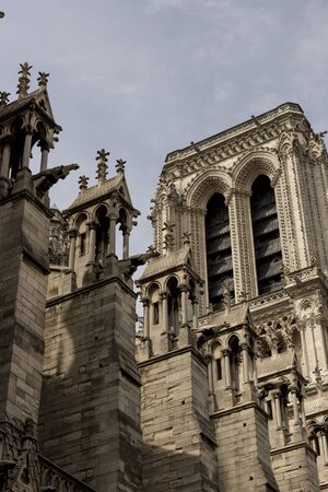 Details of the Notre Dame Church in Paris, France.の写真素材