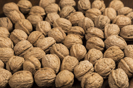 Walnuts on a wooden table