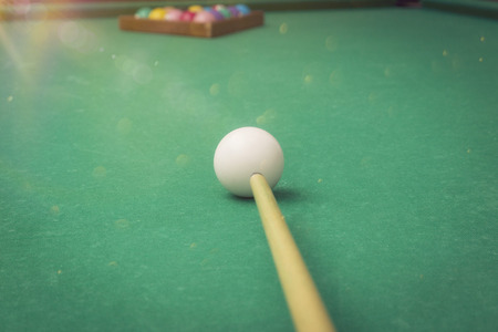 Billiard Balls in a pool table.