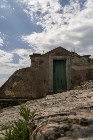 old door in the city of Setubal, Portugal.の写真素材